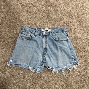 Levi Strauss Vintage High Waisted Rise Denim Shorts Frayed Hem